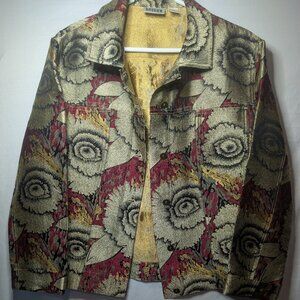 Vintage CHICO"S Design Tapestry Jacket 90s Silk Print US Size 8